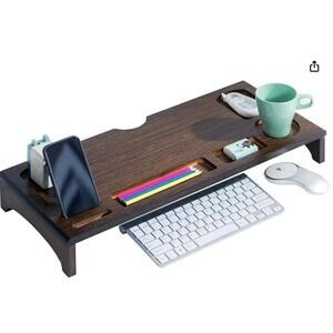 Bamboo Monitor Stand Riser - Multi-Purpose Desktop Organizer 23.6 x 9.84 x 3.54"